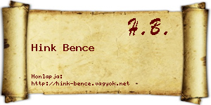 Hink Bence névjegykártya